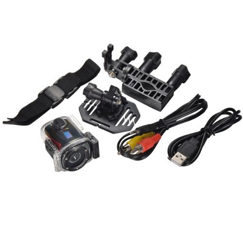 1.3MP Image Sensor 1080P HD 0.39" LCD 90-Degree Wide Angle Lens Sports Action Video Camcorder - Black + Red