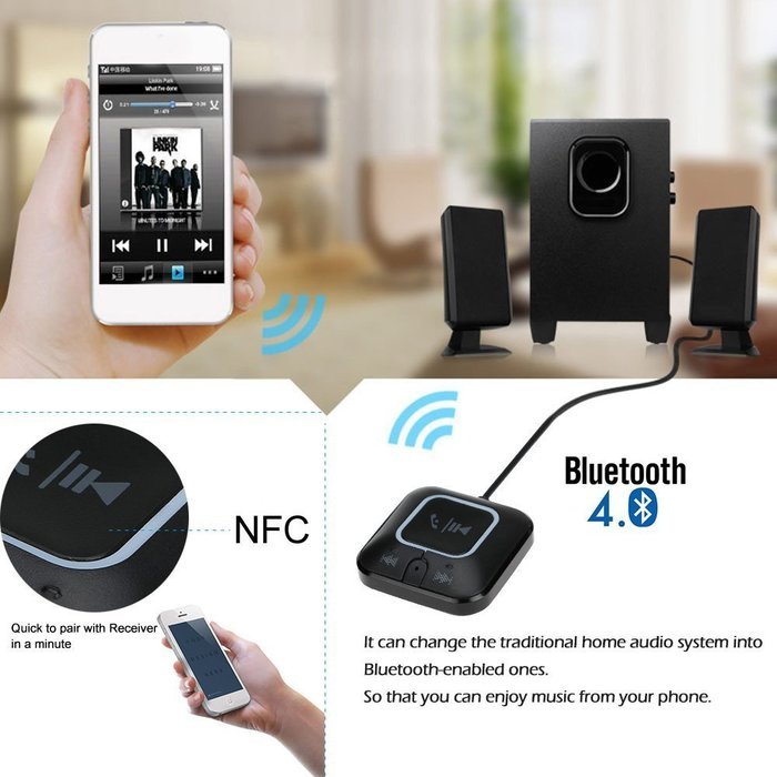 Docooler ZF-850 Wireless Music Bluetooth Receiver Car Kit Bluetooth 4.0 +EDR NFC Aux 3.5mm Music Adapter Multi-point... N3