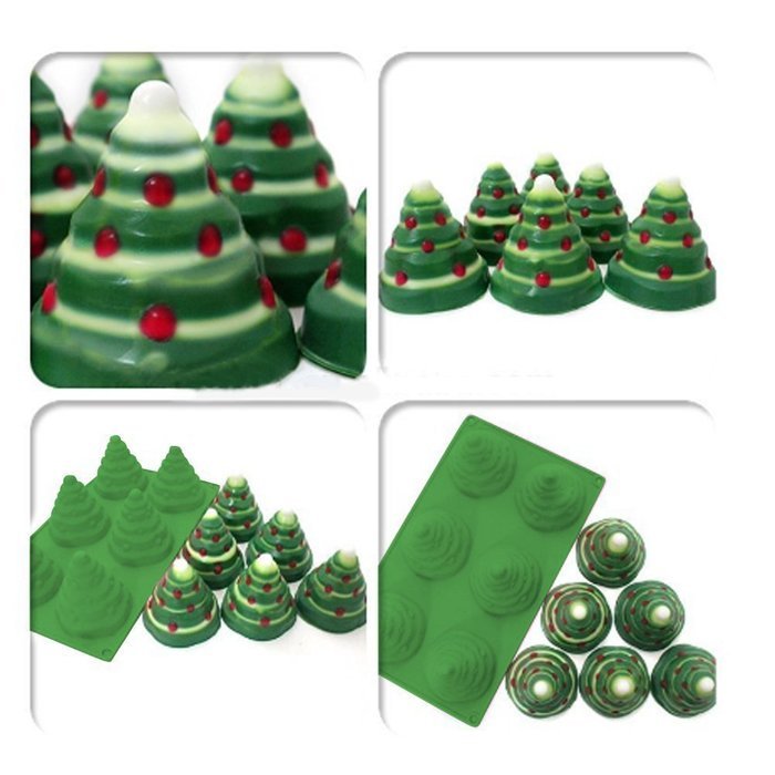 Mehome 3D Xmas Tree Silicone Mold Cake Mould Christmas Cookie Chocolate Baking Mold Christmas Fondant Cake Mold N4