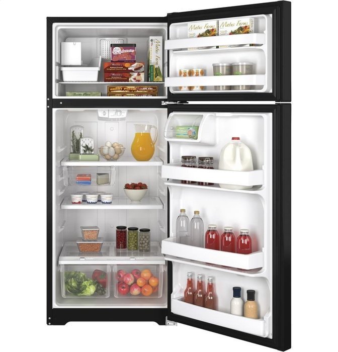 GE GIE18GTHBB 17.5 Cu. Ft. Black Top Freezer Refrigerator - Energy Star N2