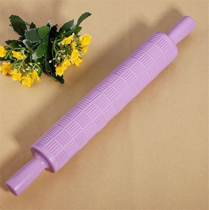 Yingwei Light Purple Plastic Embossed Textured Patterned Fondant Rolling Pins
