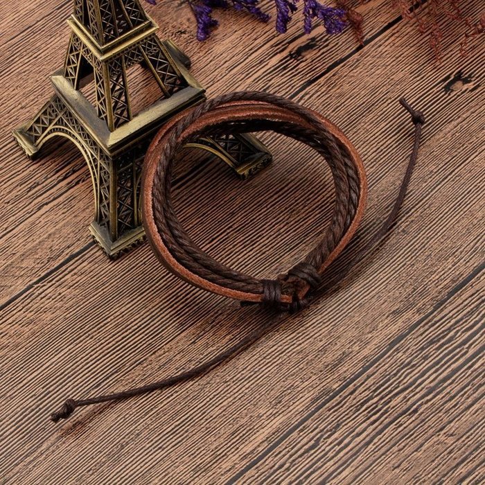 Obula(TM) Hot Womens Mens Punk Leather Adjustable Wrap Braided Wristband Bracelet Bangle N3