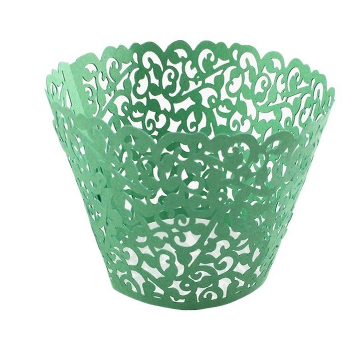 Hual@ Cupcake Wrappers 100 Filigree Artistic Bake Cake Paper Cups Little Vine Lace Laser Cut Liner Baking Cup... N12