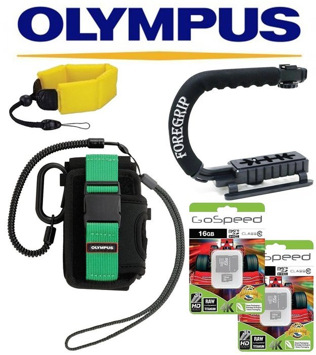 Olympus TG-Tracker Accessory Bundle w/ Olympus CSCH-125 (Black) + ActionGrip Professional Action Cam Stabilizing...