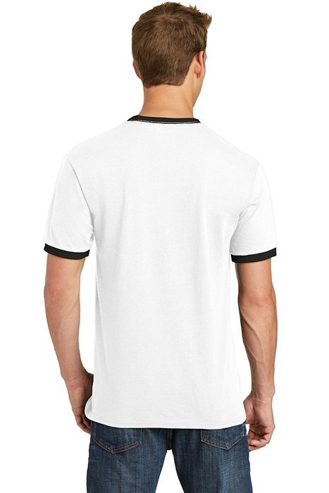 Port & Company PC54R 100% Cotton Ringer Tee - Dark Heather Grey/Jet Black - M N3