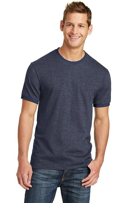 Port & Company PC54R 100% Cotton Ringer Tee - Dark Heather Grey/Jet Black - M N5