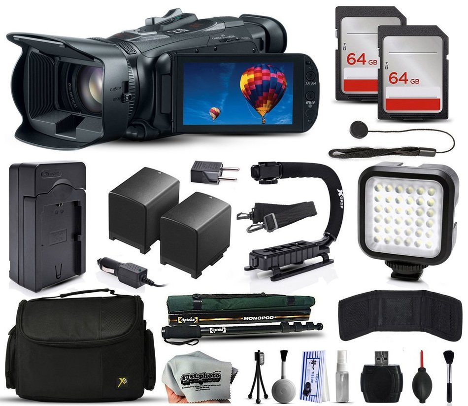 Canon VIXIA HF G30 HFG30 HD Camcorder Video Camera + 128GB Memory + Charger with Car/Euro Adapter + Action Stabilizer...