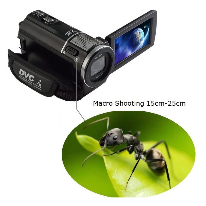 SEREE HDV-S5 Full HD 1080p 30fps Camcorder 24MP Resolution Macro Mode Support up to 64G SD Card External battery... N4