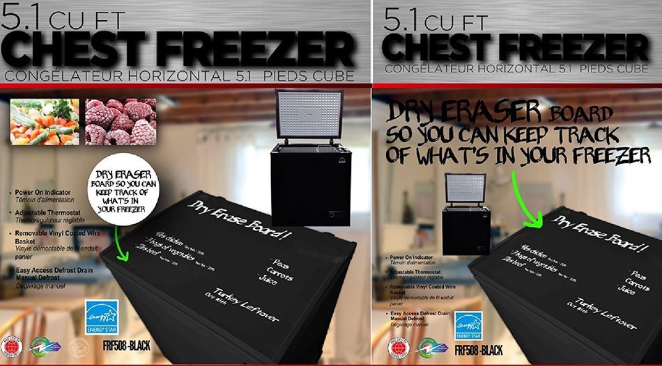 Igloo 5.1 Cubic Foot Chest Freezer with Dry Erase Board Top, Black