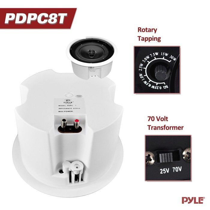 Pyle Home PDPC82 8-Inch In-Ceiling 2-Way Flush Mount Enclosure Speaker System N3