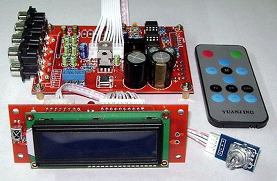 M62446 6-Channel Volume IR Remot Control Preamplifier Borad w/ LCD Finshined