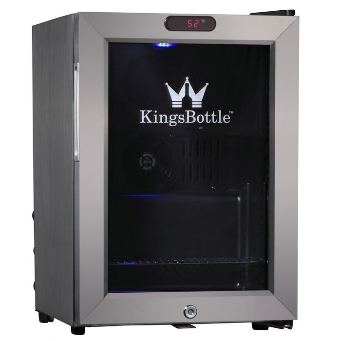 KingsBottle 21 Can Mini Bar Fridge with Glass Door, Black N8