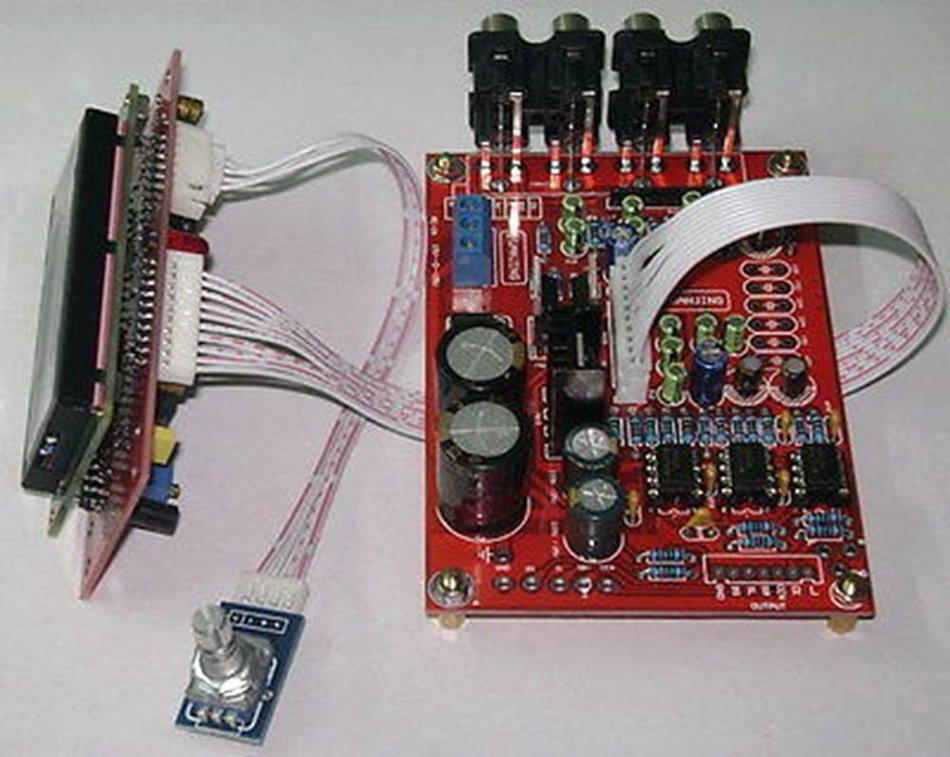 M62446 6-Channel Volume IR Remot Control Preamplifier Borad w/ LCD Finshined N2
