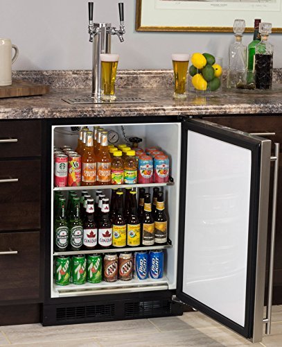 Marvel Built-In Kegerator Keg Dispenser - X-CLUSIVE Premium 2-Tap Direct Draw Kit - Black/Stainless N15