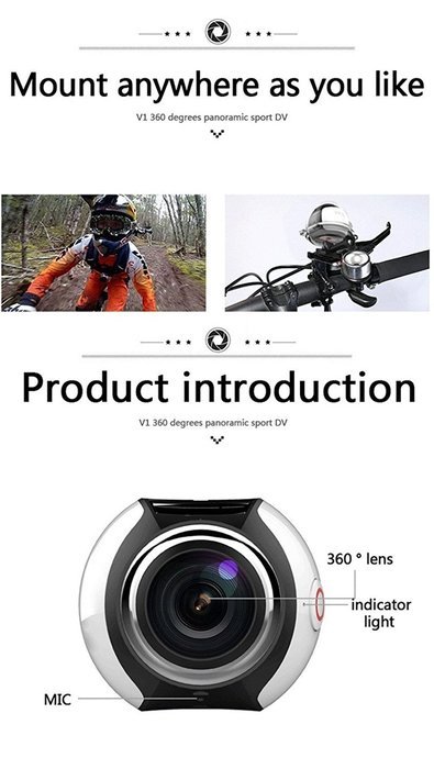 Fxexblin Waterproof Wireless 4K 360 Degree Action Panoramic Camera Sports Action VR 3D Panorama Camera with WiFi... N2