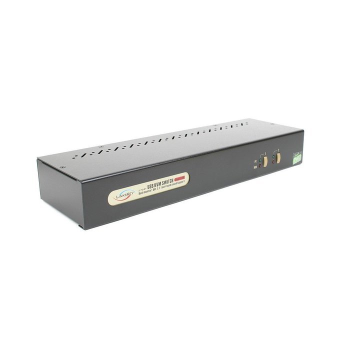 Linkskey 2-Port Dual Monitor DVI/DVI USB KVM + 7.1 Surround/Microphone/USB with Cables (LDV-DM702AUSK) N33