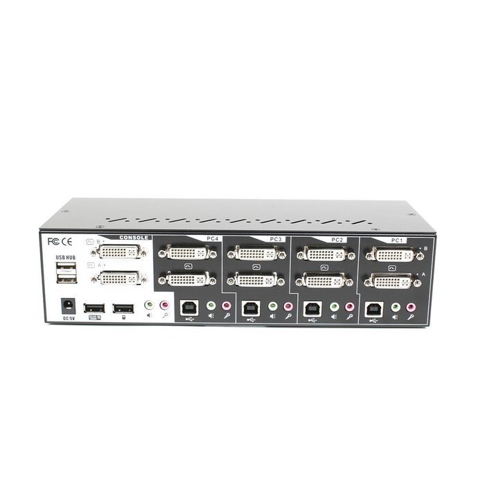 Linkskey 2-Port Dual Monitor DVI/DVI USB KVM + 7.1 Surround/Microphone/USB with Cables (LDV-DM702AUSK) N36