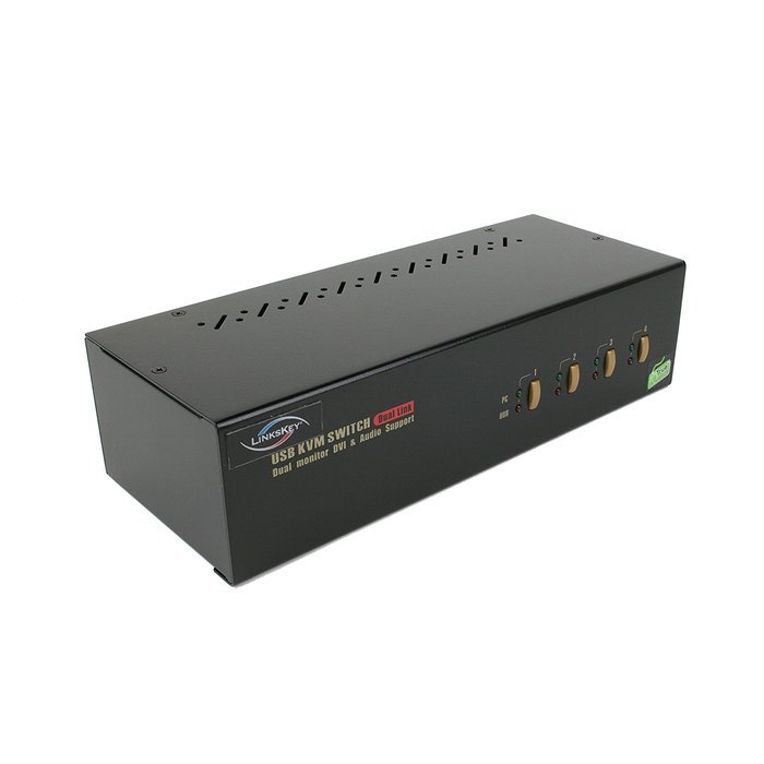 Linkskey 2-Port Dual Monitor DVI/DVI USB KVM + 7.1 Surround/Microphone/USB with Cables (LDV-DM702AUSK) N38