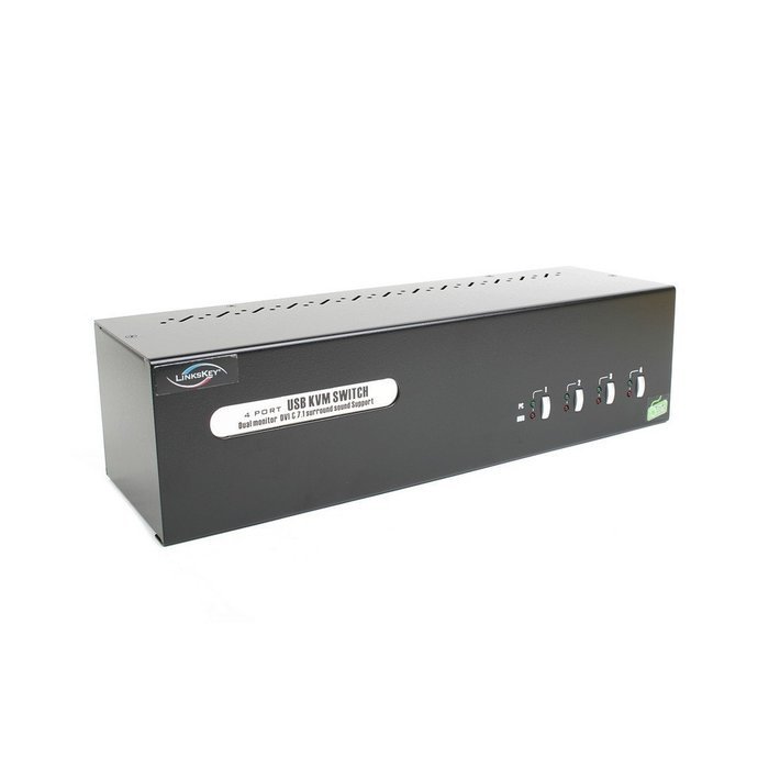 Linkskey 2-Port Dual Monitor DVI/DVI USB KVM + 7.1 Surround/Microphone/USB with Cables (LDV-DM702AUSK) N41