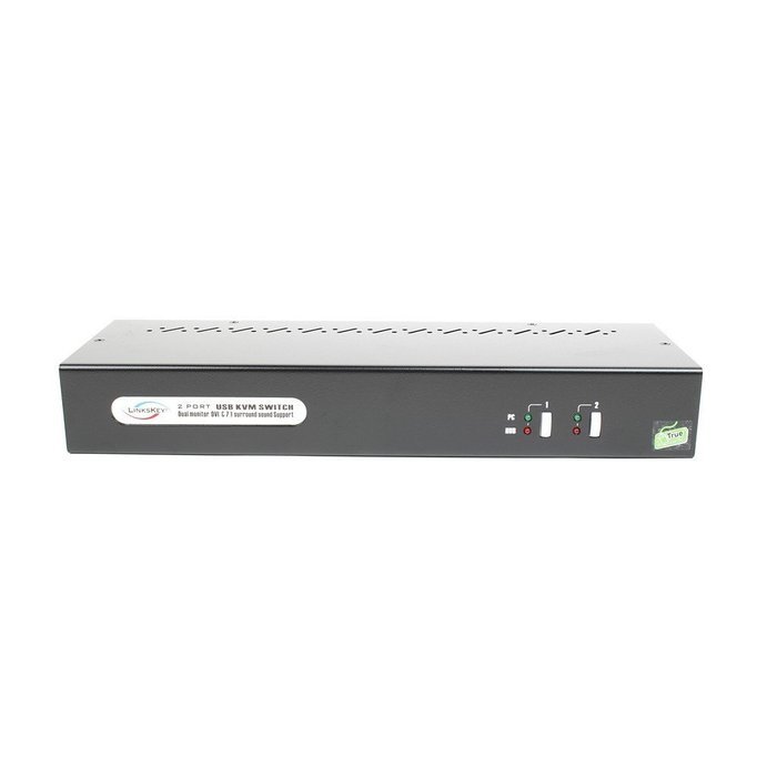Linkskey 2-Port Dual Monitor DVI/DVI USB KVM + 7.1 Surround/Microphone/USB with Cables (LDV-DM702AUSK) N42