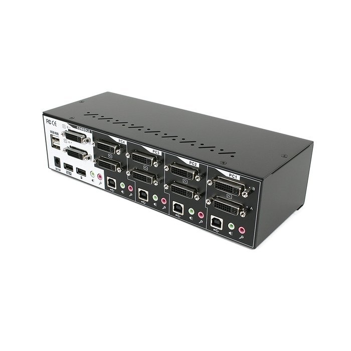 Linkskey 2-Port Dual Monitor DVI/DVI USB KVM + 7.1 Surround/Microphone/USB with Cables (LDV-DM702AUSK) N52