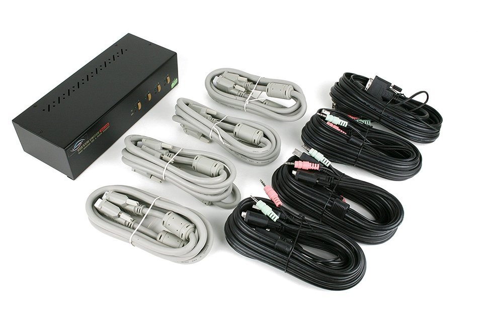 Linkskey 2-Port Dual Monitor DVI/DVI USB KVM + 7.1 Surround/Microphone/USB with Cables (LDV-DM702AUSK) N53