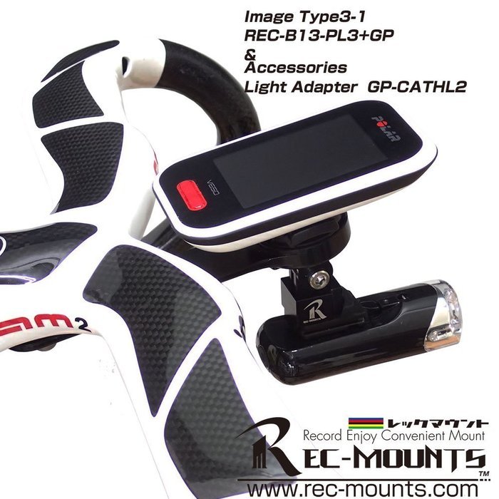 Rec-mounts&trade; Out-front Bike Mount Type3-1(Integrated handlebar type) for Polar V650 M450 [REC-B13-PL3+GP]
