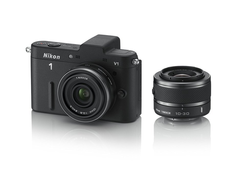 Nikon 1 V1 10.1 MP HD Digital Camera System with 10mm and 10-30mm VR 1 NIKKOR Lenses (Black) N4