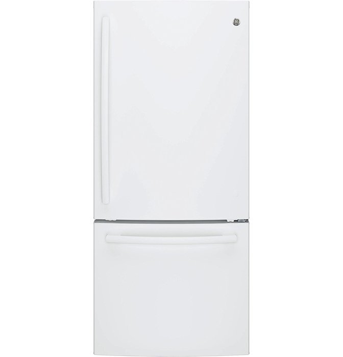 GE GDE21EGKWW 30" Energy Star Qualified Bottom-Freezer Refrigerator with 20.9 Cu. Ft. Capacity, White