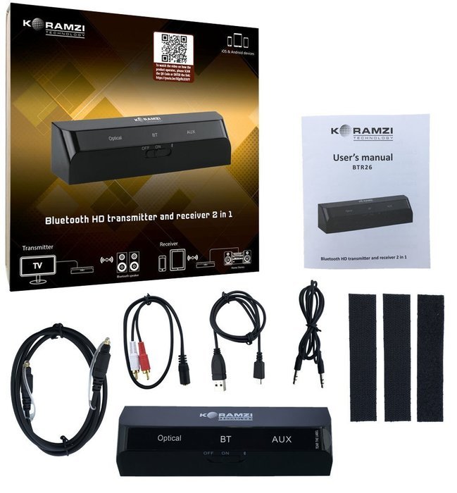 Koramzi Bluetooth Transmitter and Receiver Mini-LOW LATENCY A2DP Optical Toslink In/Out for Hi-Fi sound quality... N2