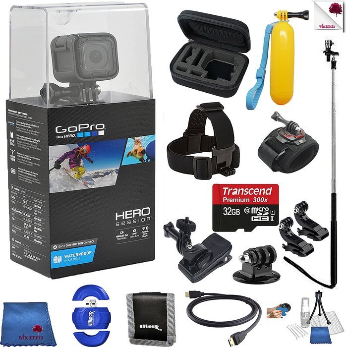 Gopro Hero 4 Session 14 Piece Advanced Bundle Includes: Go Pro Hero4 Session + Case + Floaty Bobber + Head Strap...