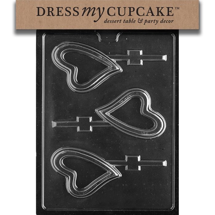 Dress My Cupcake Chocolate Candy Mold, New Heart Lollipop, Valentine's Day