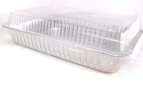 Disposable Aluminum 13 x 9 x 2 Cake Pan with Clear Plastic Lid #4700P (50) N2