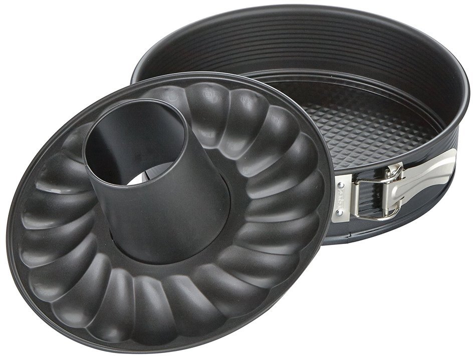 Zenker 6507 Springform with Flat-And Tubular Base, Black/Metallic, 9.45"