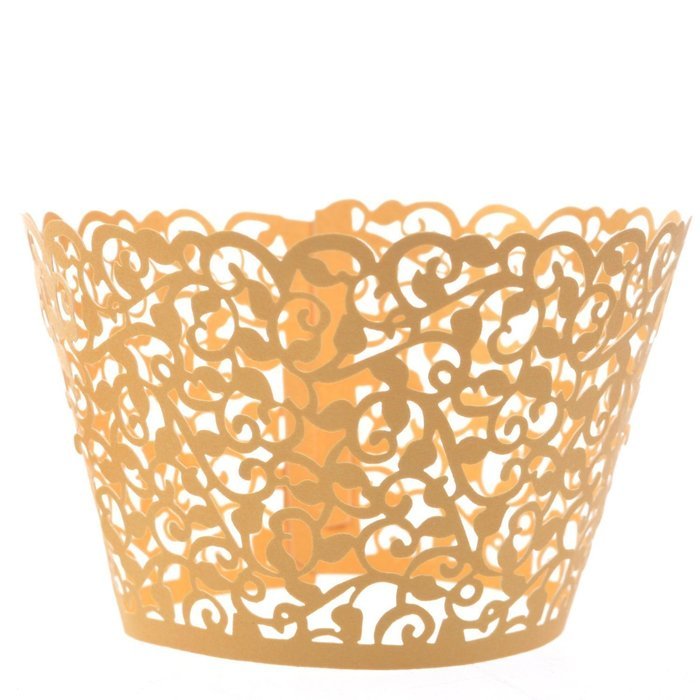 Hual@ Cupcake Wrappers 100 Filigree Artistic Bake Cake Paper Cups Little Vine Lace Laser Cut Liner Baking Cup... N14