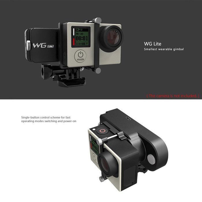 Feiyu WG Lite Single Axis Wearable Gimbal Stabilizer for GoPro Hero 4/3+/3 and Other Cameras with Similar Dimensions... N2