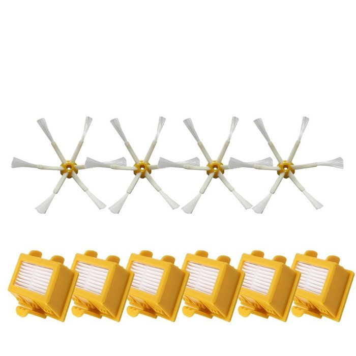 Hongfa Irobot Roomba Replacement Filter Roomba Yellow Hepa Filter and 6 Armed Side Brush Compatible with Roomba...