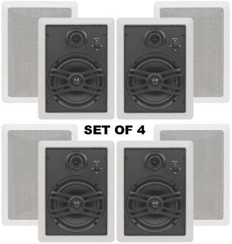 Yamaha Natural Sound Custom Easy-to-install In-Wall Flush Mount 3-Way 150 watts Speaker (Set of 4) with a 1" Swivel... N2