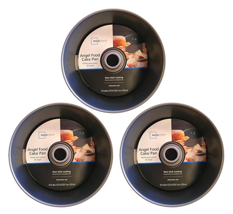 Mainstays Non-Stick Angel Food Cake Pan 9.5" x 4.25" High Quality Carbon Steel (1) N2