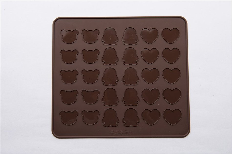 30 Cavity Food Grade Silicone Macaron Baking Mat for Microwave Oven Kitty Heart Penguin Shape N5