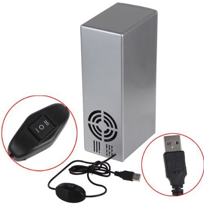 Mini USB LED PC Refrigerator Fridge Beverage Drink Cans Cooler Warmer Silver