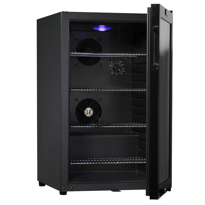 KingsBottle 21 Can Mini Bar Fridge with Glass Door, Black N11