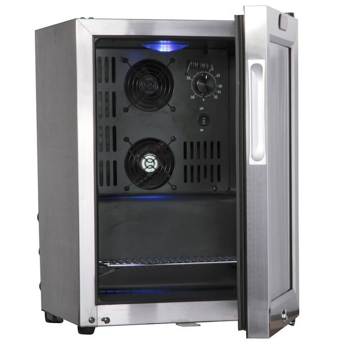 KingsBottle 21 Can Mini Bar Fridge with Glass Door, Black N12