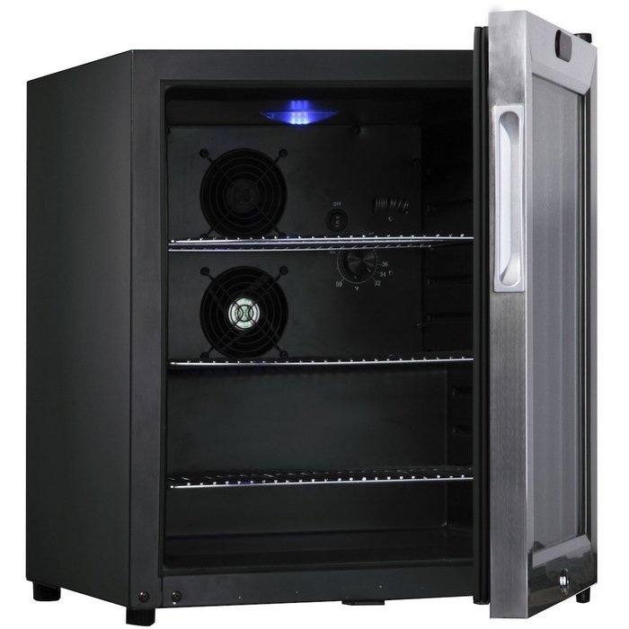 KingsBottle 21 Can Mini Bar Fridge with Glass Door, Black N13