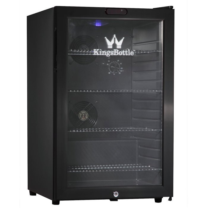 KingsBottle 21 Can Mini Bar Fridge with Glass Door, Black N14
