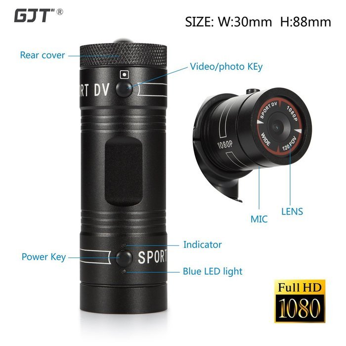 GJT&reg;M500 Mini Sports Camera- 1080P full HD Action Waterproof Sport DV Helmet Bike AVI Video Camcorder-Support...