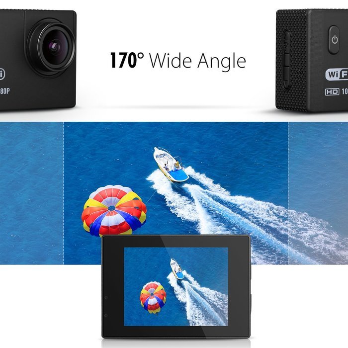Cymas 2.0Inch Wifi Sports Action Camera Waterproof Full HD 1080P with 170&ordm;Wide-angle Lens