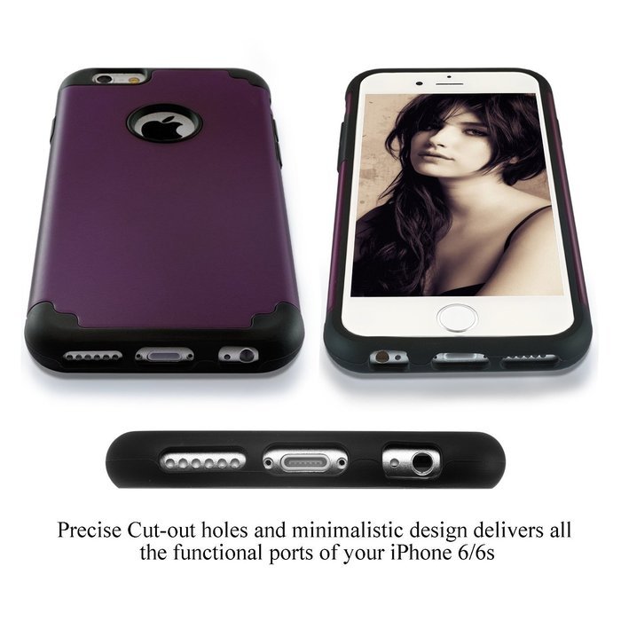 iPhone 6s, 6 Case, [4.7 Inch] HLCT Slim Fit Thin, Soft Interior Silicone Bumper & Hard PC Back, Shock-Absorption... N19