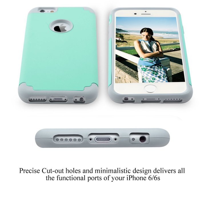 iPhone 6s, 6 Case, [4.7 Inch] HLCT Slim Fit Thin, Soft Interior Silicone Bumper & Hard PC Back, Shock-Absorption... N28