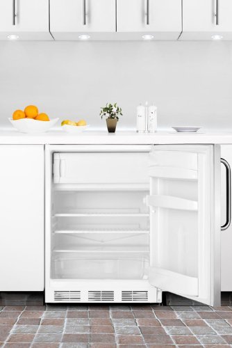 Summit CT66JBISSTBADA: ADA compliant built-in refrigerator-freezer with white cabinet, stainless steel wrapped...